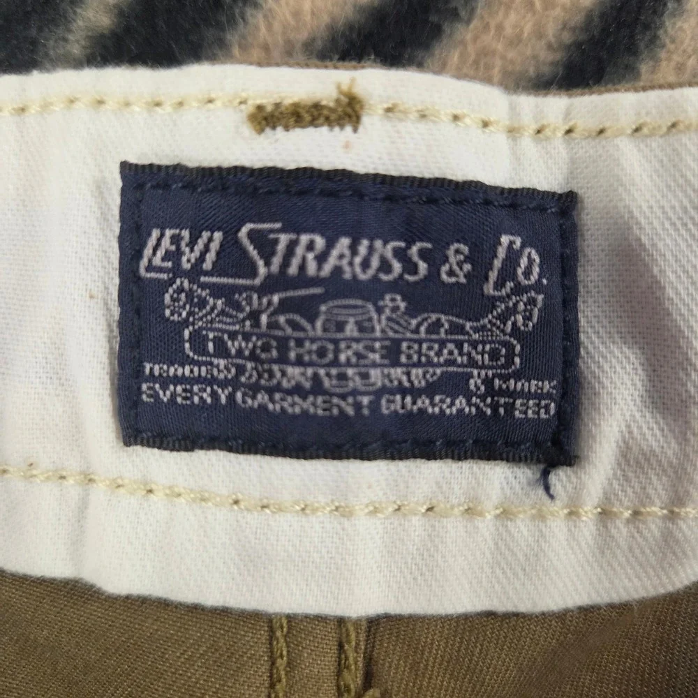 Levi Strauss & Co Two Horse Brand Khaki Chino Pants Mens Tan Straight Leg 34x30